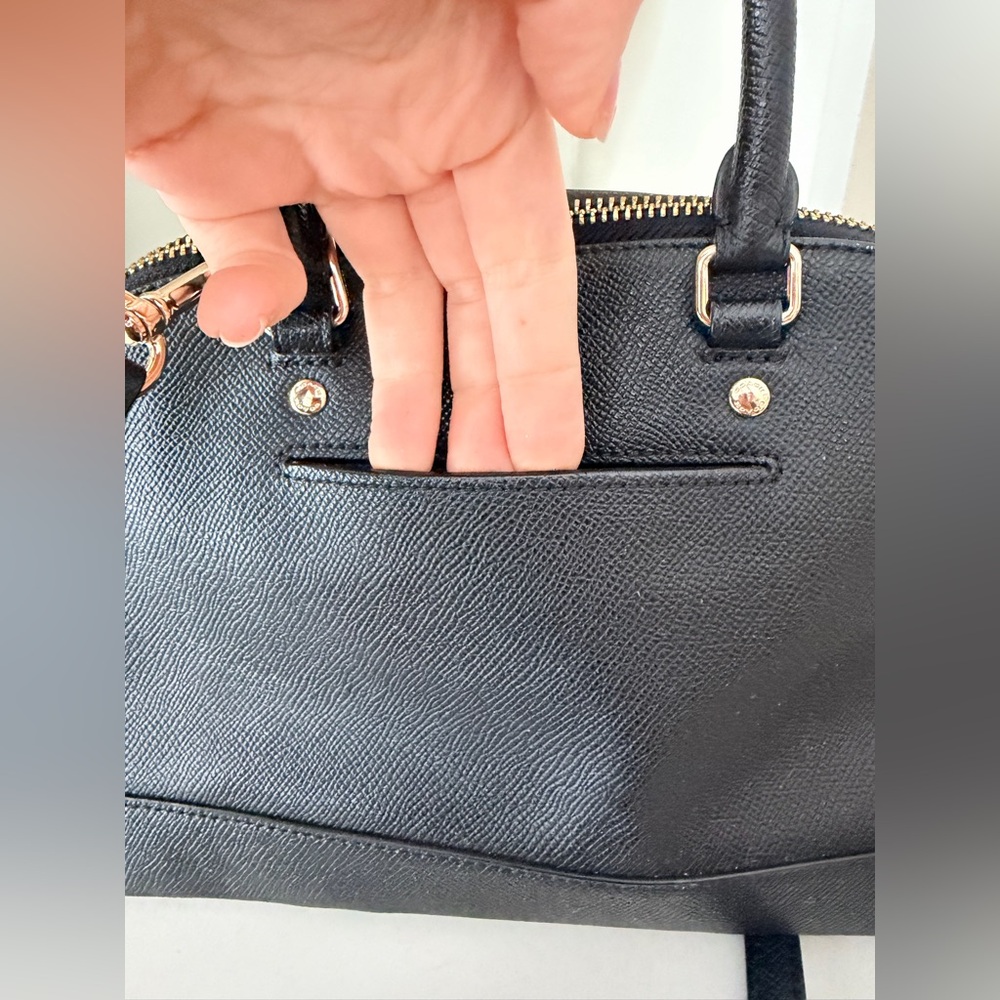 Coach Black Saffiano Leather Dome Satchel with Gold Hardware - Picture 11 of 16